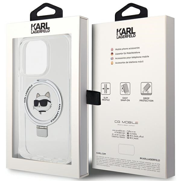 Futrola MagSafe za Apple iPhone 15 Pro, Karl Lagerfeld, Ring Stand Choupette's Head, Bijela
