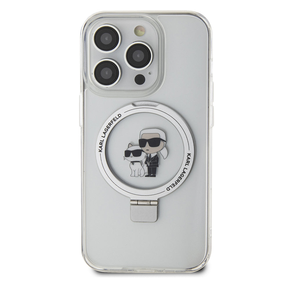 Futrola MagSafe za Apple iPhone 15 Pro, Karl Lagerfeld, Ring Stand Karl & Choupette, Bijela