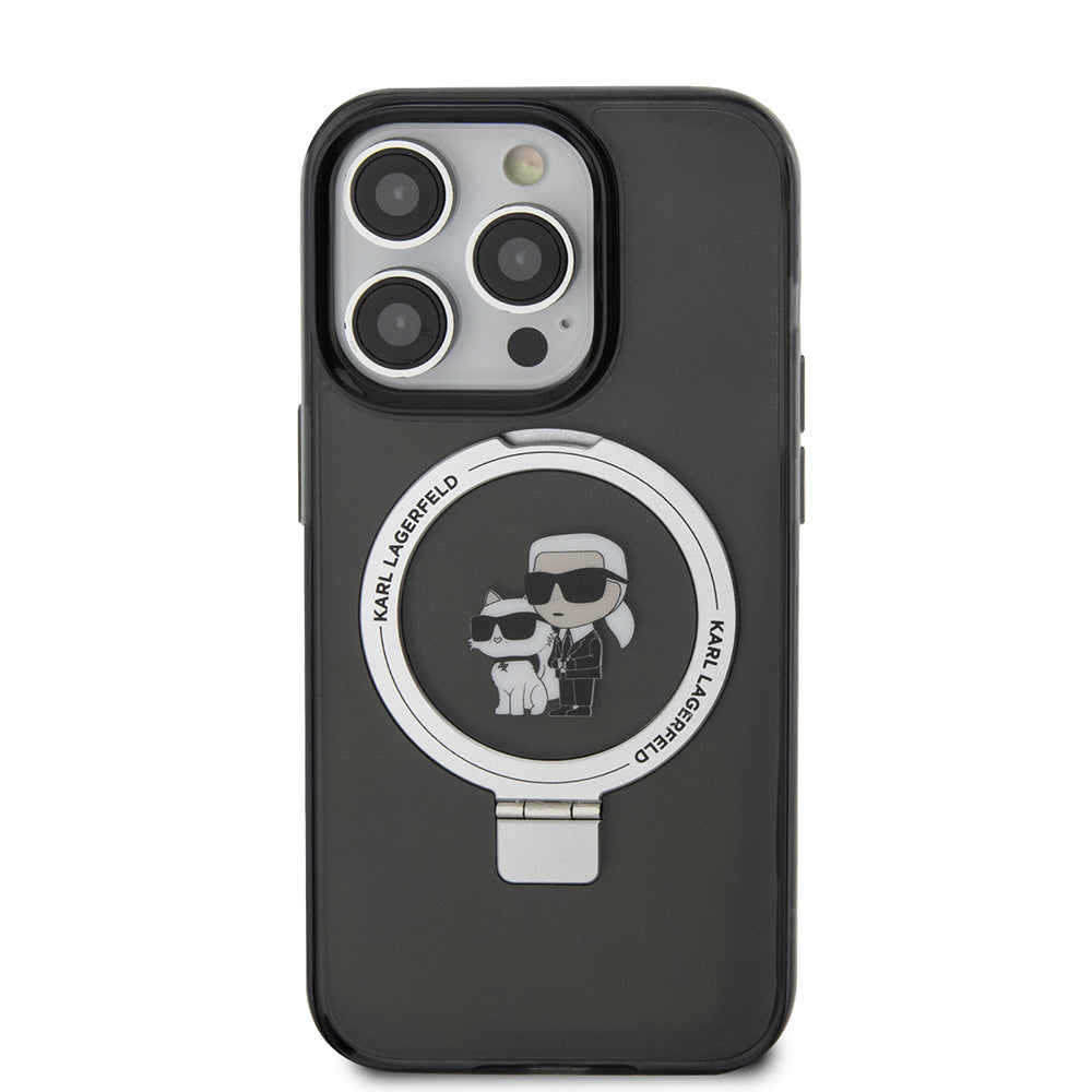 Futrola MagSafe za Apple iPhone 15 Pro, Karl Lagerfeld, Ring Stand Karl & Choupette, Crna