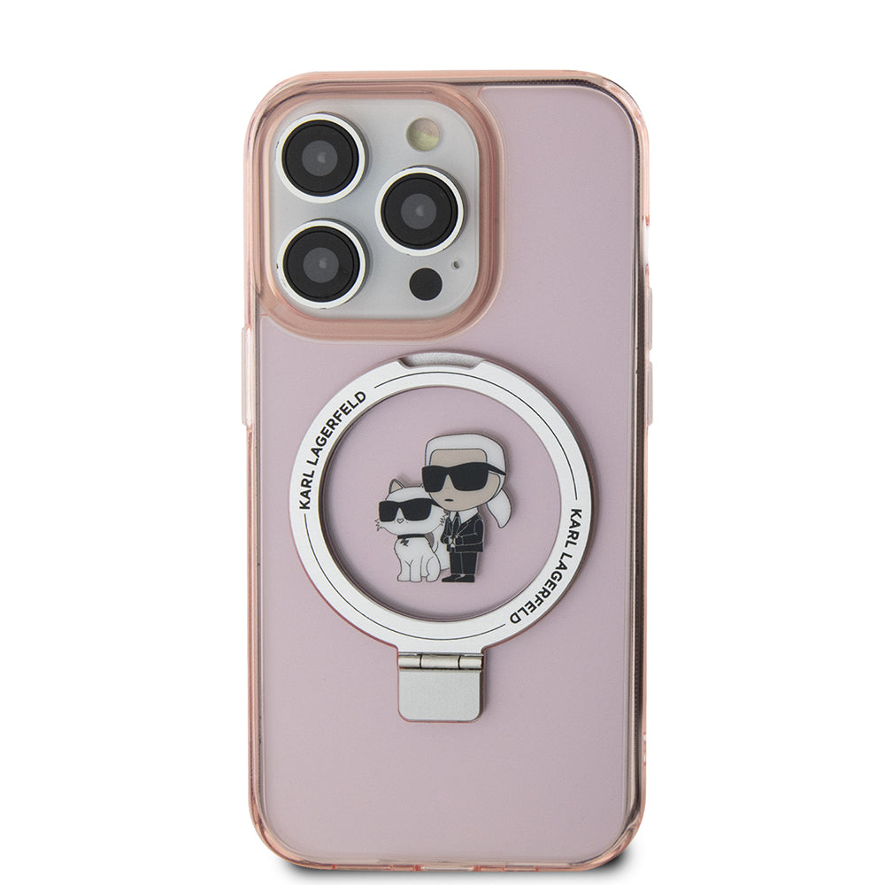 MagSafe futrola za Apple iPhone 15 Pro, Karl Lagerfeld, Ring Stand Karl & Choupette, Roza