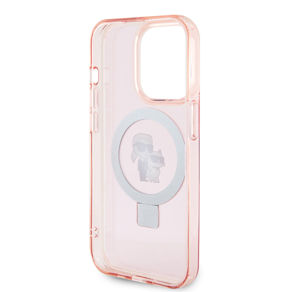 MagSafe futrola za Apple iPhone 15 Pro, Karl Lagerfeld, Ring Stand Karl & Choupette, Roza