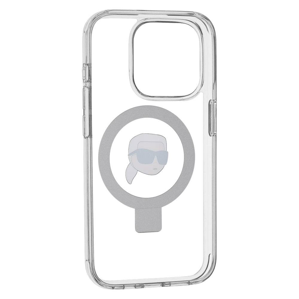 Futrola MagSafe za Apple iPhone 15 Pro, Karl Lagerfeld, Ring Stand Karl's Head, Bijela