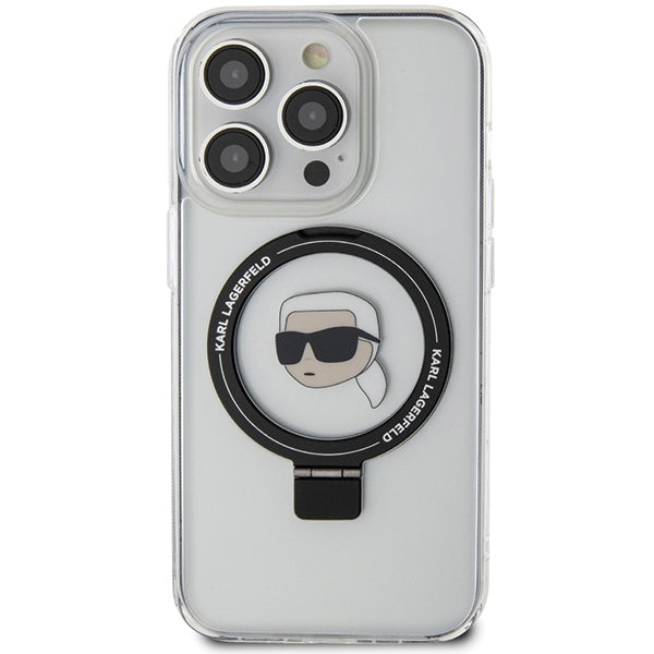 Futrola MagSafe za Apple iPhone 15 Pro, Karl Lagerfeld, Ring Stand Karl's Head, Bijela