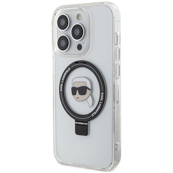 Futrola MagSafe za Apple iPhone 15 Pro, Karl Lagerfeld, Ring Stand Karl's Head, Bijela