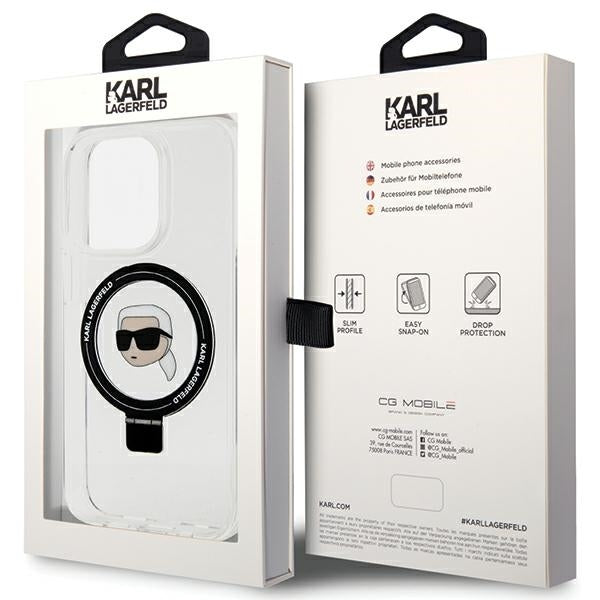 Futrola MagSafe za Apple iPhone 15 Pro, Karl Lagerfeld, Ring Stand Karl's Head, Bijela