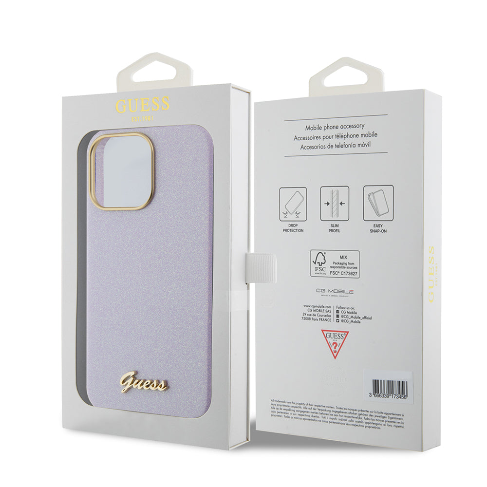 Futrola MagSafe za Apple iPhone 15 Pro Max, Guess, Glitter Full Wrapped, Ljubičasta GUHCP15XPGMCSL