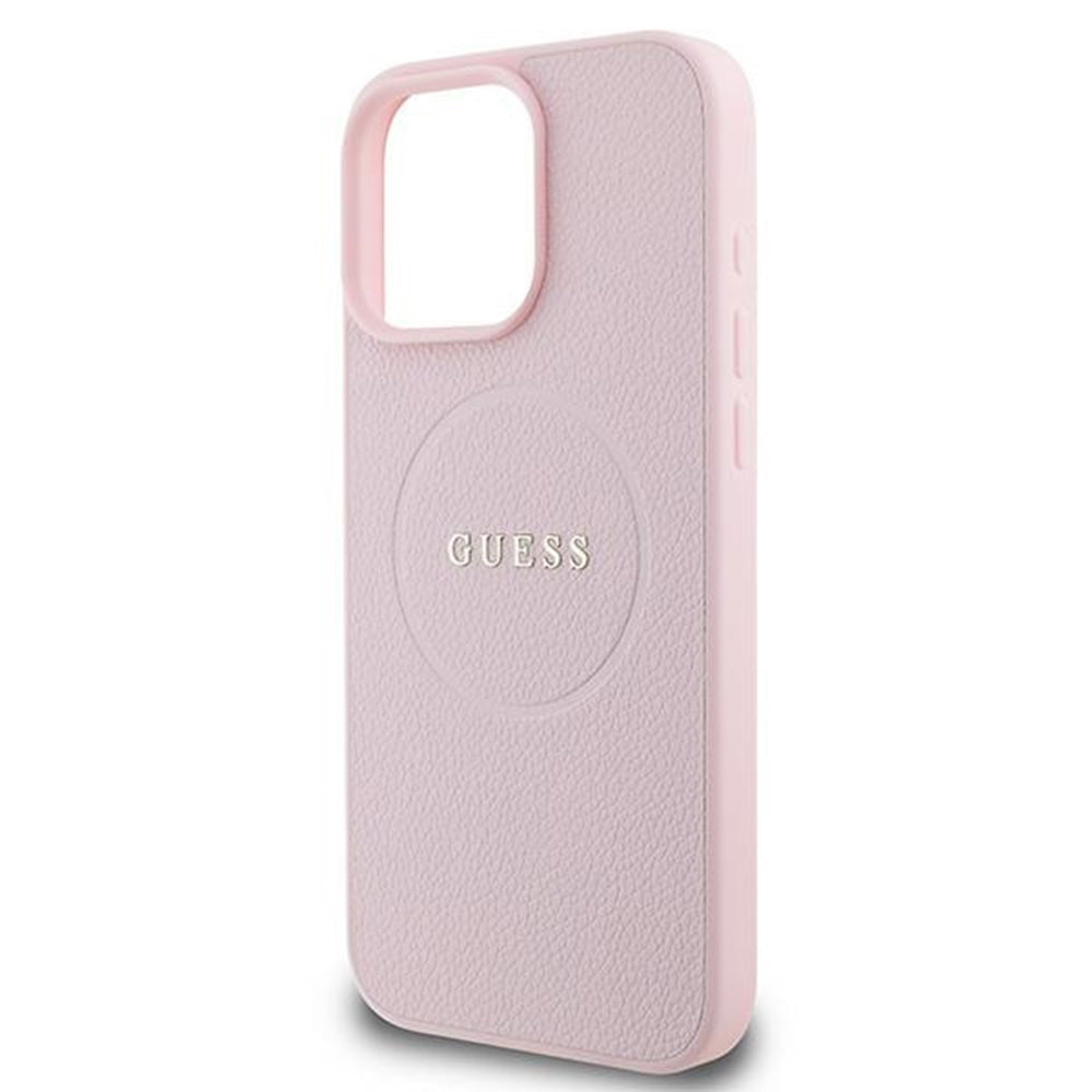Futrola MagSafe za Apple iPhone 15 Pro Max, Guess, Grained Gold Ring, Roza