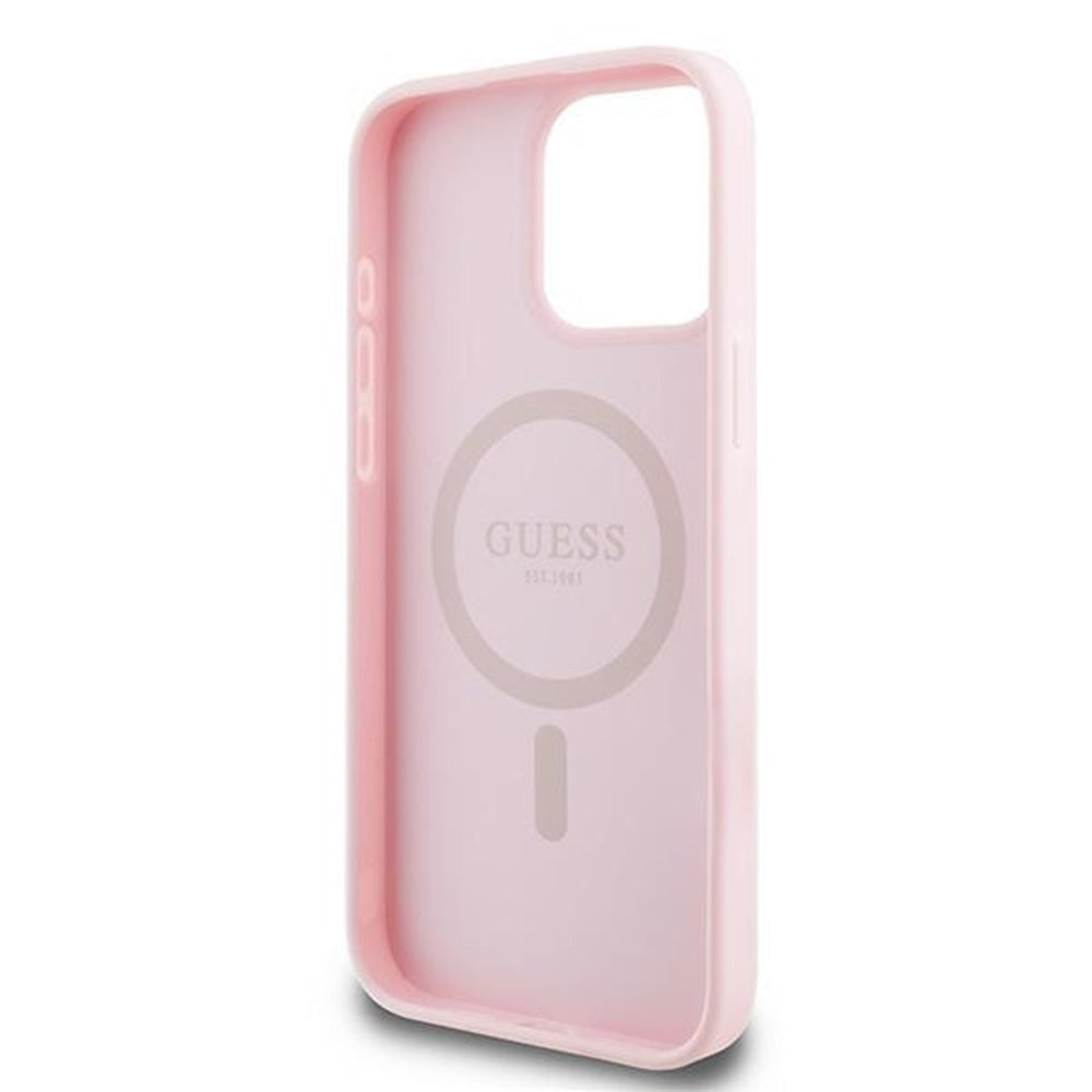 Futrola MagSafe za Apple iPhone 15 Pro Max, Guess, Grained Gold Ring, Roza