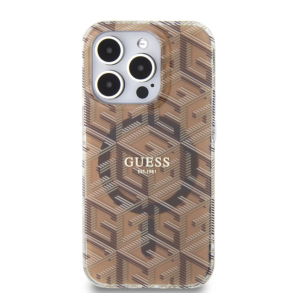 MagSafe futrola za Apple iPhone 15 Pro Max, Guess, IML Gcube, smeđa
