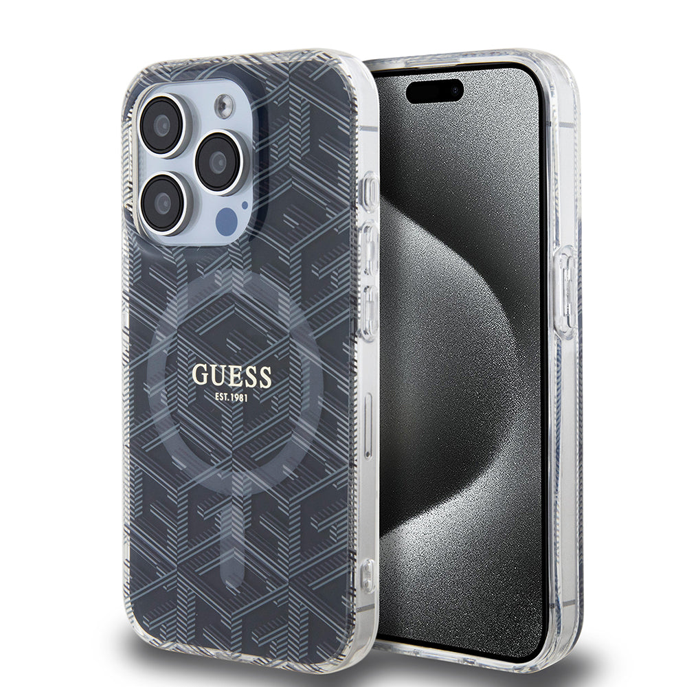 MagSafe futrola za Apple iPhone 15 Pro Max, Guess, IML Gcube, Crna