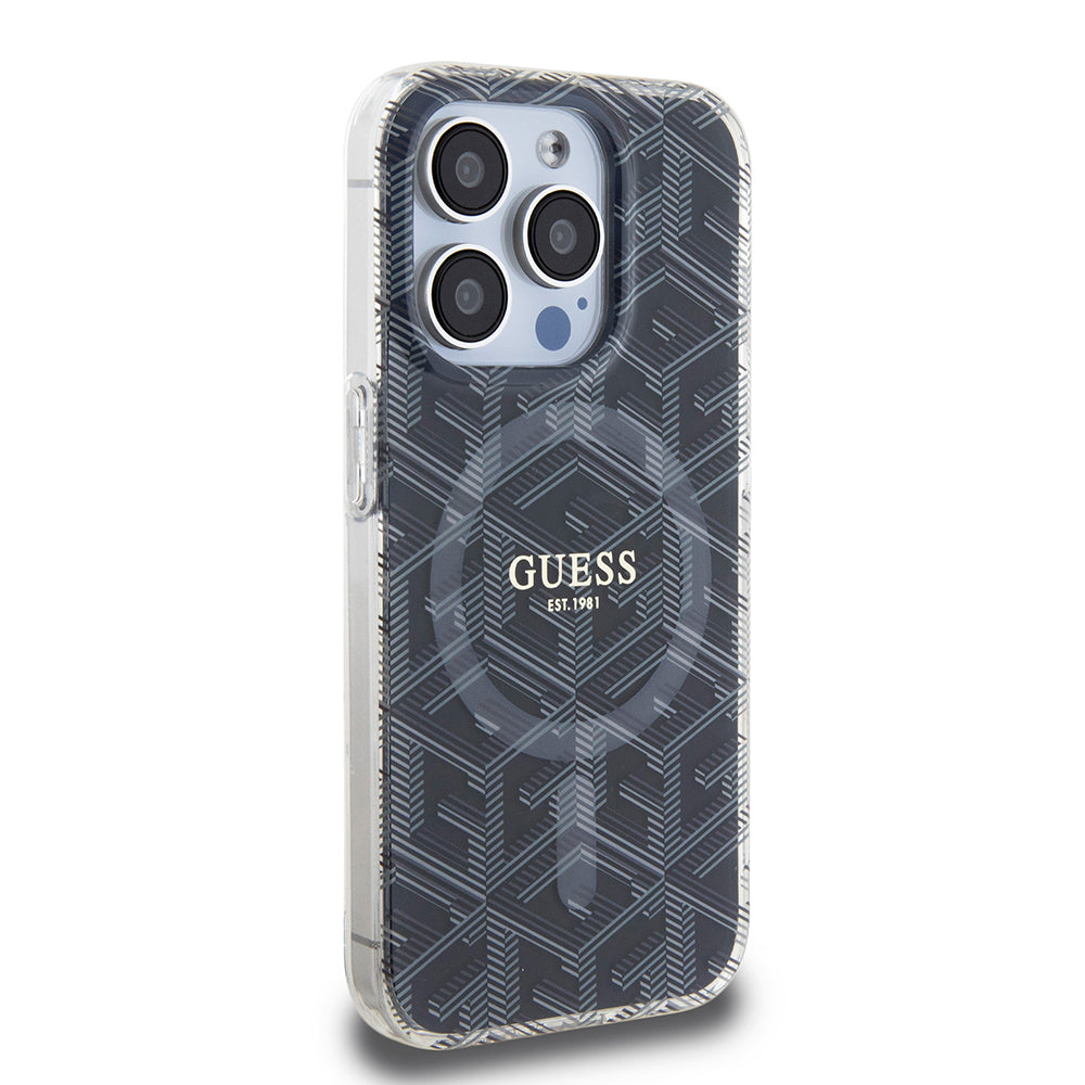 MagSafe futrola za Apple iPhone 15 Pro Max, Guess, IML Gcube, Crna