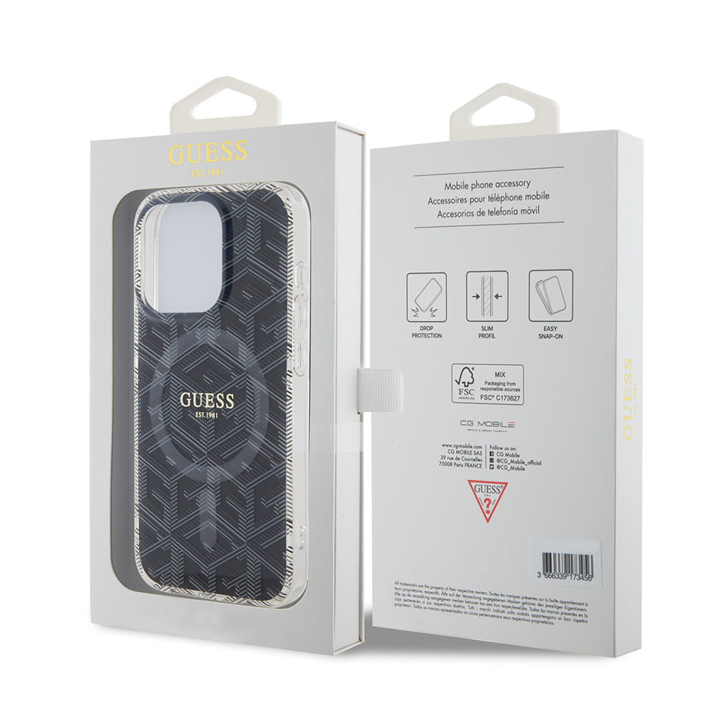 MagSafe futrola za Apple iPhone 15 Pro Max, Guess, IML Gcube, Crna