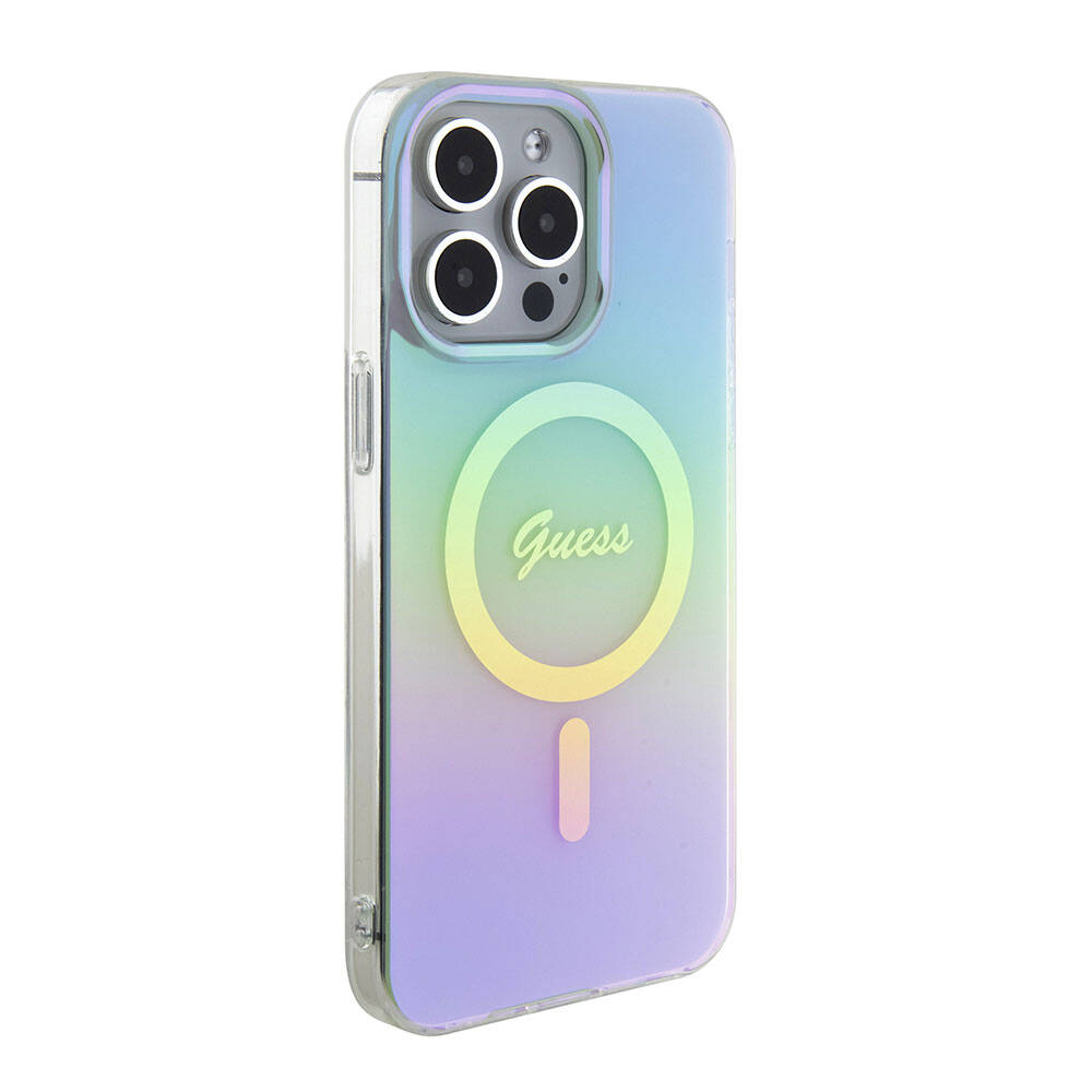 Futrola MagSafe za Apple iPhone 15 Pro Max, Guess, IML Iridescent, Tirkizna