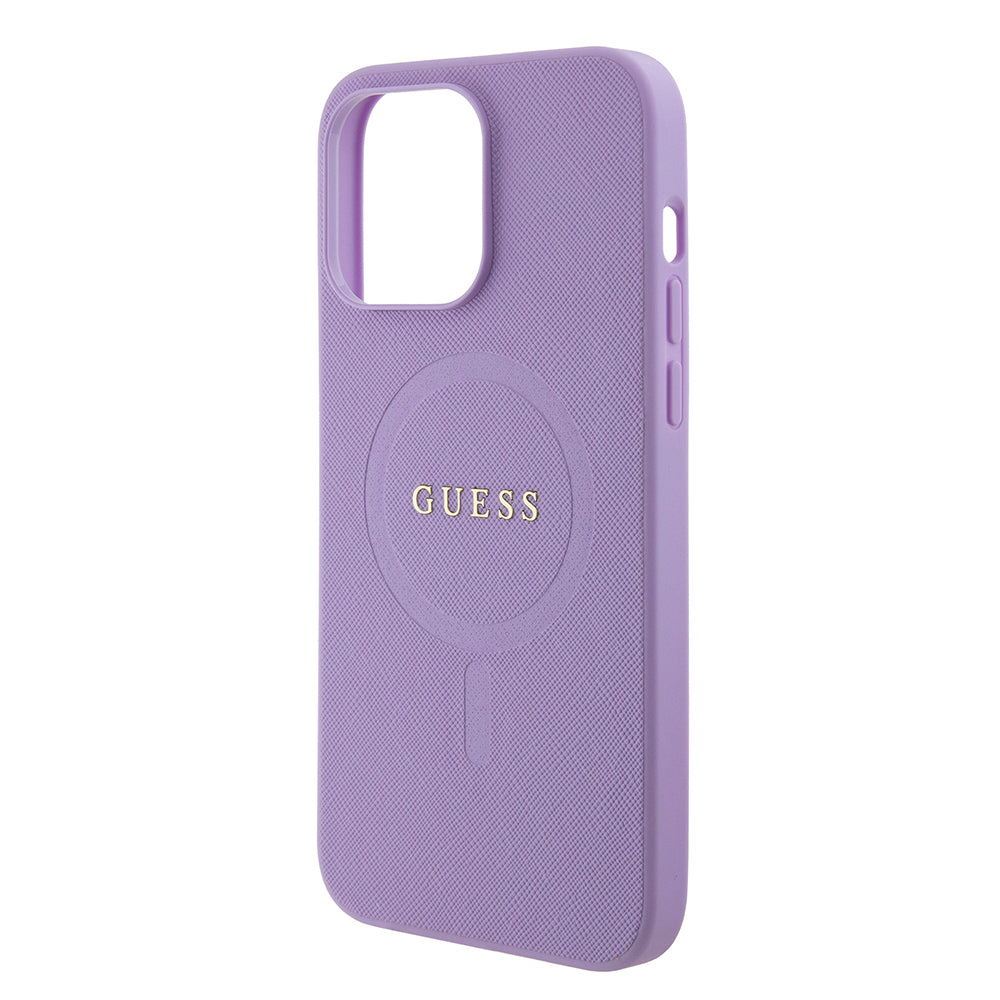Futrola MagSafe za Apple iPhone 15 Pro Max, Guess, Saffiano, Ljubičasta