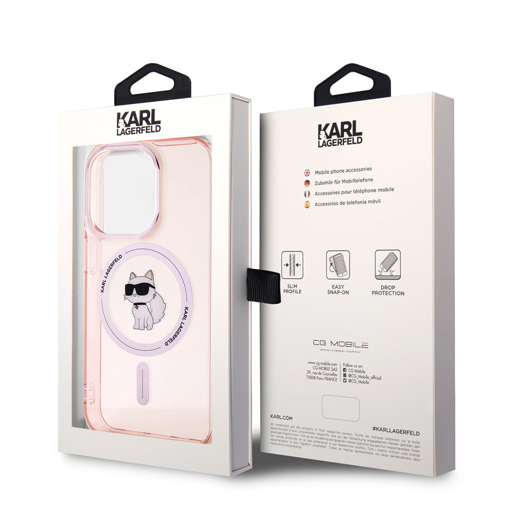 Futrola MagSafe za Apple iPhone 15 Pro Max, Karl Lagerfeld, IML Choupette, Roza