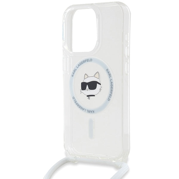 Futrola MagSafe za Apple iPhone 15 Pro Max, Karl Lagerfeld, IML Crossbody Choupette's Head with Strap, Prozirna