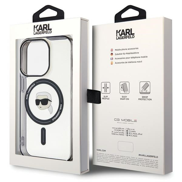 Futrola MagSafe za Apple iPhone 15 Pro Max, Karl Lagerfeld, IML Karl's Head, Prozirna