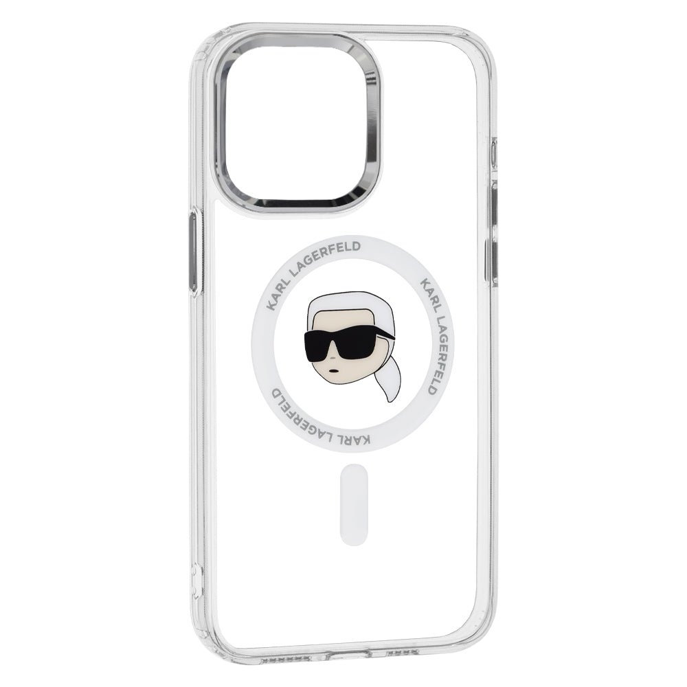 Futrola MagSafe za Apple iPhone 15 Pro Max, Karl Lagerfeld, IML Metal Karl's Head, Bijela