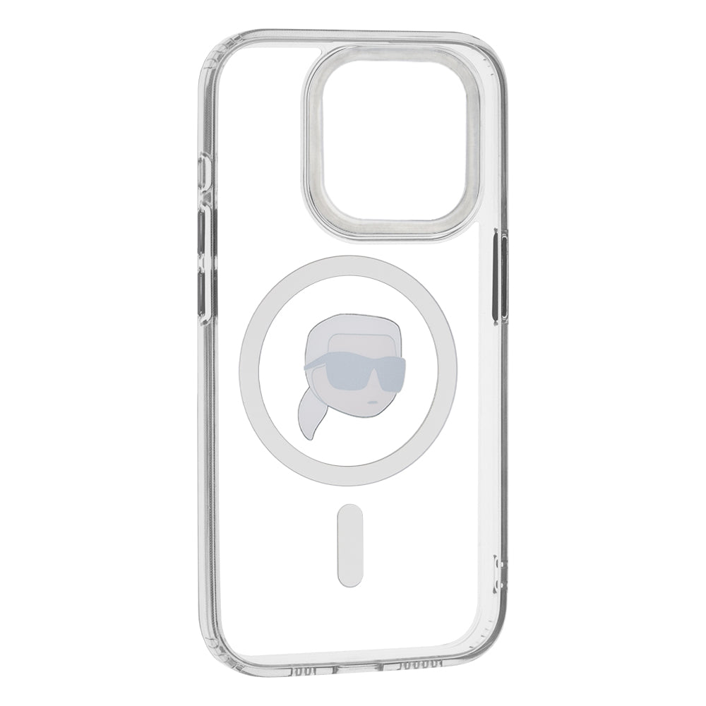 Futrola MagSafe za Apple iPhone 15 Pro Max, Karl Lagerfeld, IML Metal Karl's Head, Bijela