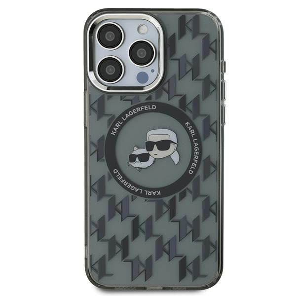 Futrola MagSafe za Apple iPhone 15 Pro Max, Karl Lagerfeld, IML Monogram Karl & Choupette's Heads, Crna