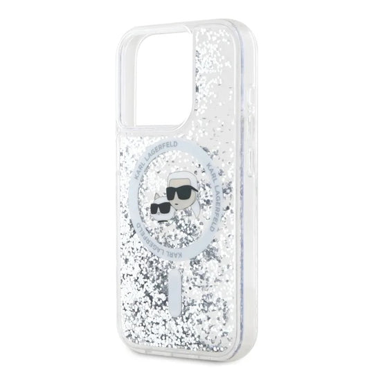 MagSafe futrola za Apple iPhone 15 Pro Max, Karl Lagerfeld, Liquid Glitter Karl & Choupette's Heads, Prozirna