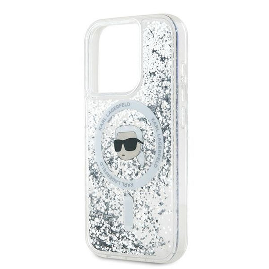 MagSafe futrola za Apple iPhone 15 Pro Max, Karl Lagerfeld, Liquid Glitter Karl's Head, Prozirna