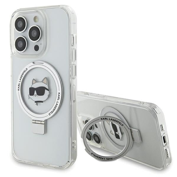 Futrola MagSafe za Apple iPhone 15 Pro Max, Karl Lagerfeld, Ring Stand Choupette's Head, Bijela