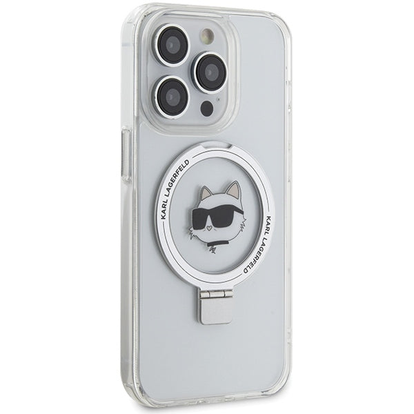 Futrola MagSafe za Apple iPhone 15 Pro Max, Karl Lagerfeld, Ring Stand Choupette's Head, Bijela