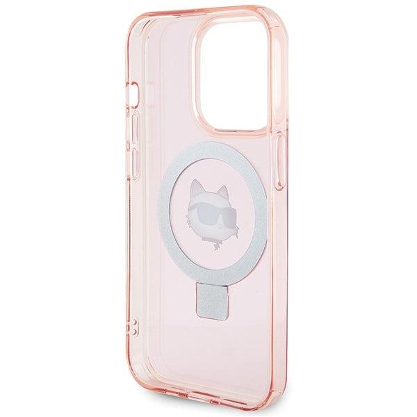 Futrola MagSafe za Apple iPhone 15 Pro Max, Karl Lagerfeld, Ring Stand Choupette's Head, Roza