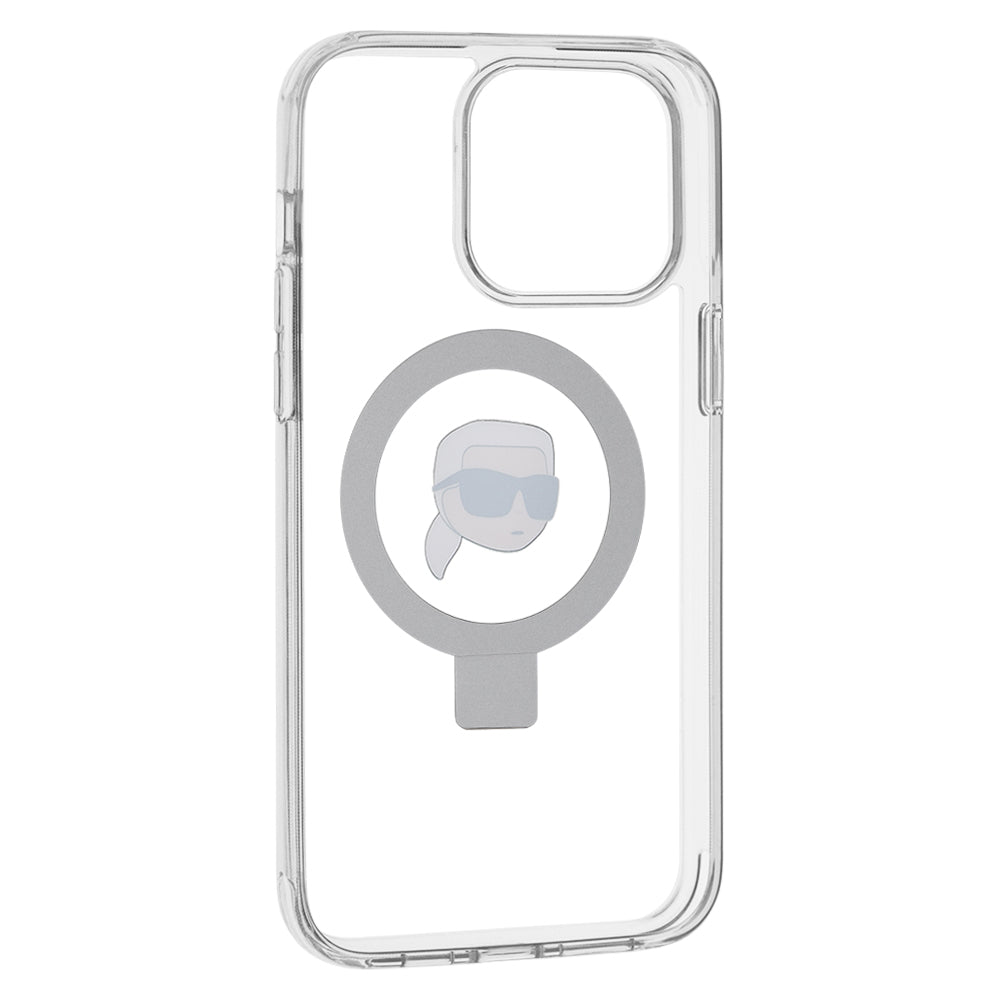Futrola MagSafe za Apple iPhone 15 Pro Max, Karl Lagerfeld, Ring Stand Karl's Head, Bijela