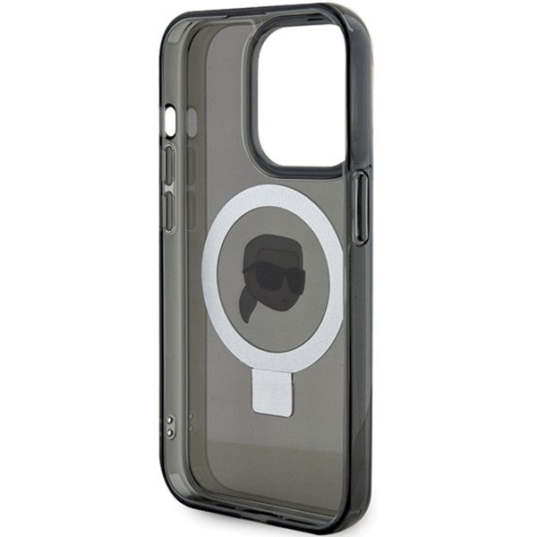 Futrola MagSafe za Apple iPhone 15 Pro Max, Karl Lagerfeld, Ring Stand Karl's Head, Crna