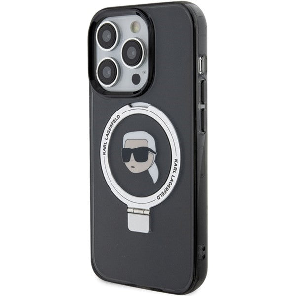 Futrola MagSafe za Apple iPhone 15 Pro Max, Karl Lagerfeld, Ring Stand Karl's Head, Crna