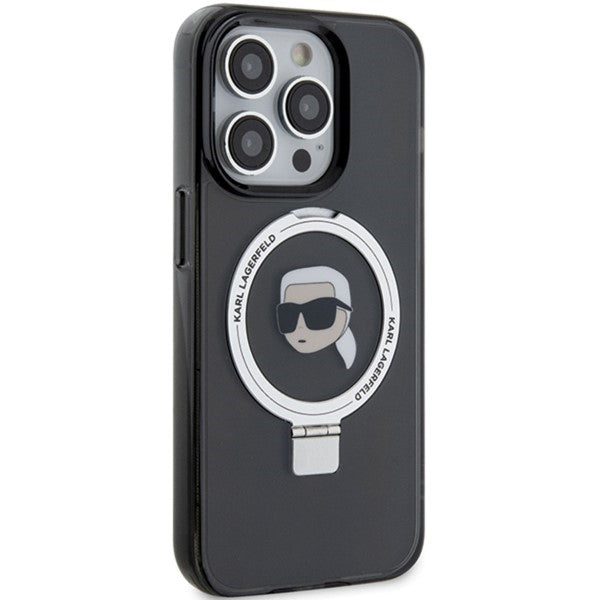 Futrola MagSafe za Apple iPhone 15 Pro Max, Karl Lagerfeld, Ring Stand Karl's Head, Crna