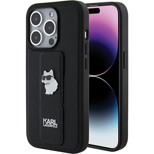 MagSafe futrola za Apple iPhone 15 Pro Max, Karl Lagerfeld, Saffiano Gripstand Choupette, Crna
