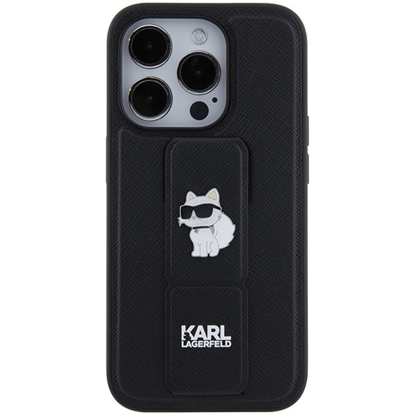 MagSafe futrola za Apple iPhone 15 Pro Max, Karl Lagerfeld, Saffiano Gripstand Choupette, Crna
