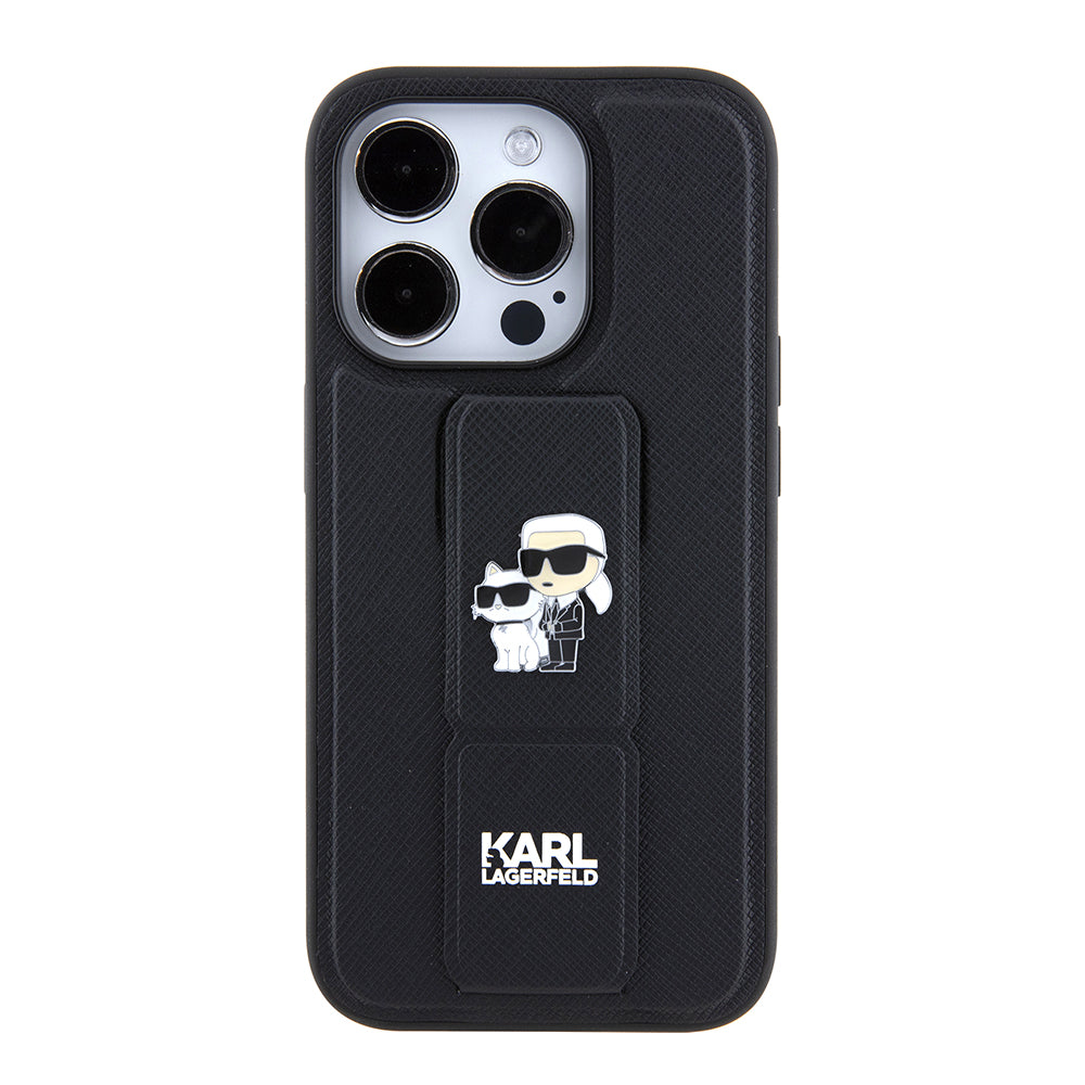 MagSafe futrola za Apple iPhone 15 Pro Max, Karl Lagerfeld, Saffiano Gripstand Karl & Choupette, Crna