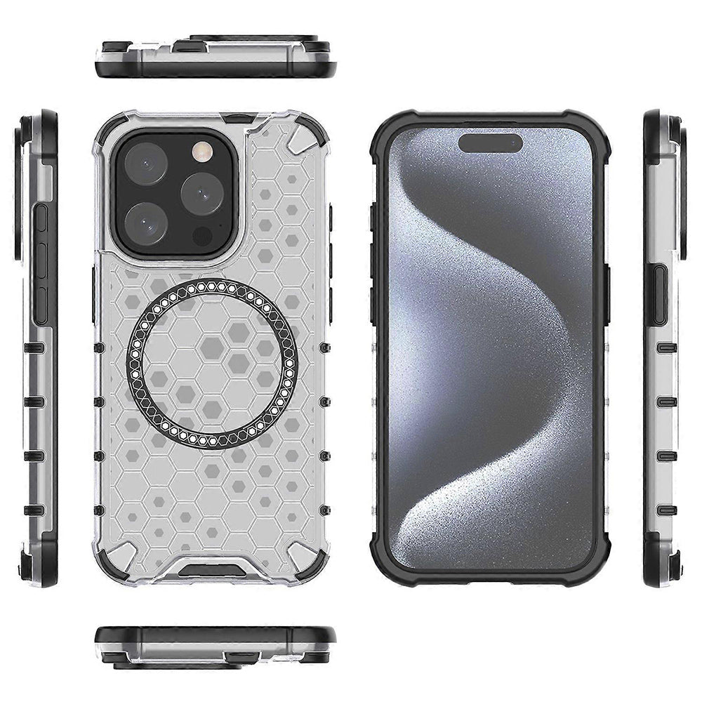 MagSafe futrola za Apple iPhone 15 Pro Max, Techsuit, HoneyComb Shield, Bijela