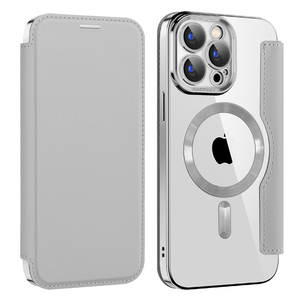 MagSafe futrola za Apple iPhone 15 Pro Max, Techsuit, SmartMag Book, Siva