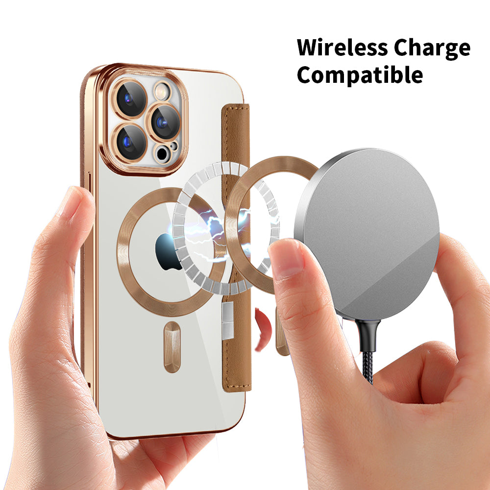 MagSafe futrola za Apple iPhone 15 Pro Max, Techsuit, SmartMag Book, Smeđa