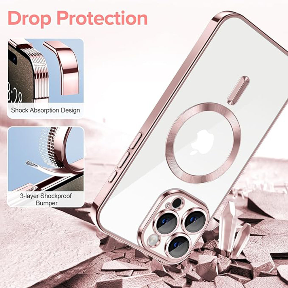 MagSafe futrola za Apple iPhone 15 Pro, Techsuit, Luxury Crystal, Roza