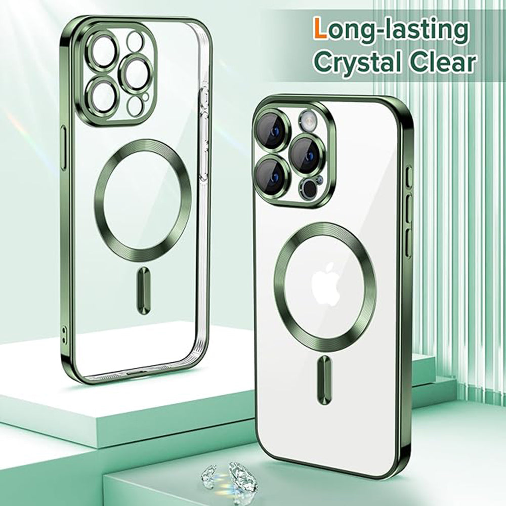 MagSafe maska za Apple iPhone 15 Pro, Techsuit, Luxury Crystal, Tamno Zelena
