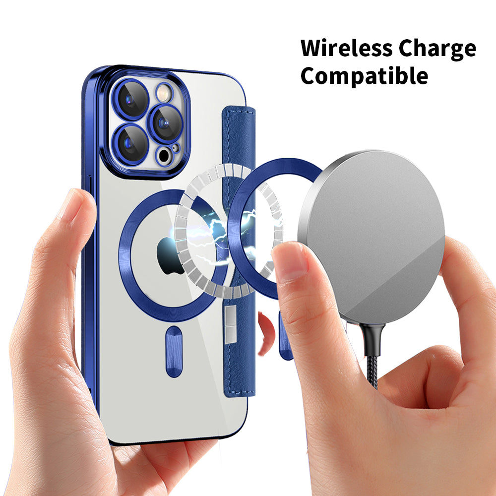 MagSafe futrola za Apple iPhone 15 Pro, Techsuit, SmartMag Book, Plava