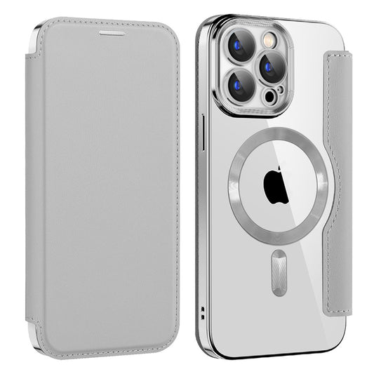 MagSafe futrola za Apple iPhone 15 Pro, Techsuit, SmartMag Book, Siva