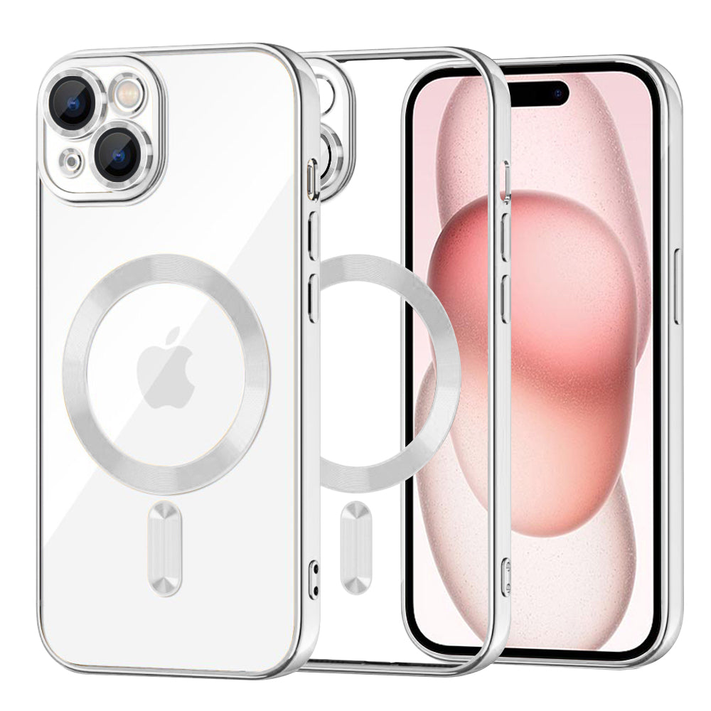 MagSafe futrola za Apple iPhone 15, Techsuit, Luxury Crystal, Srebrna