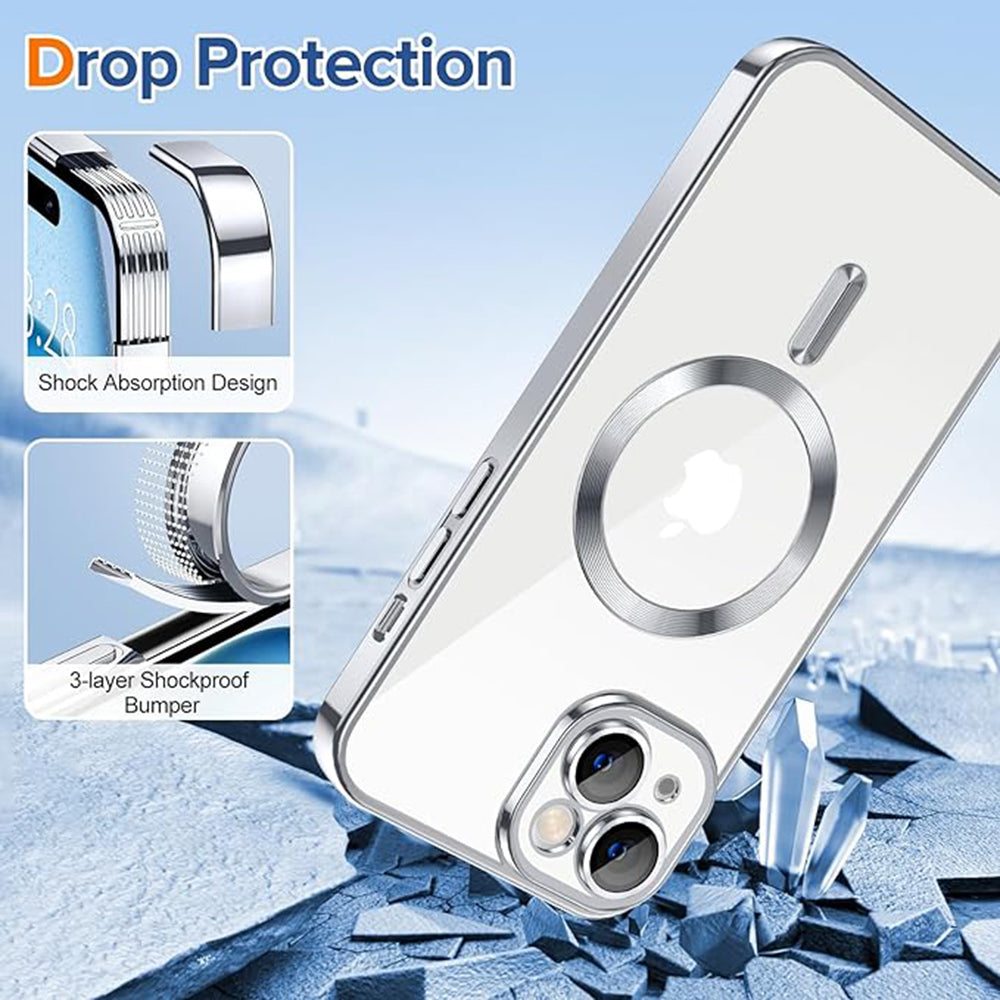 MagSafe futrola za Apple iPhone 15, Techsuit, Luxury Crystal, Srebrna