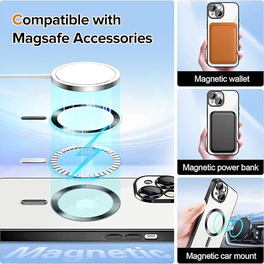 MagSafe futrola za Apple iPhone 15, Techsuit, Luxury Crystal, Crna