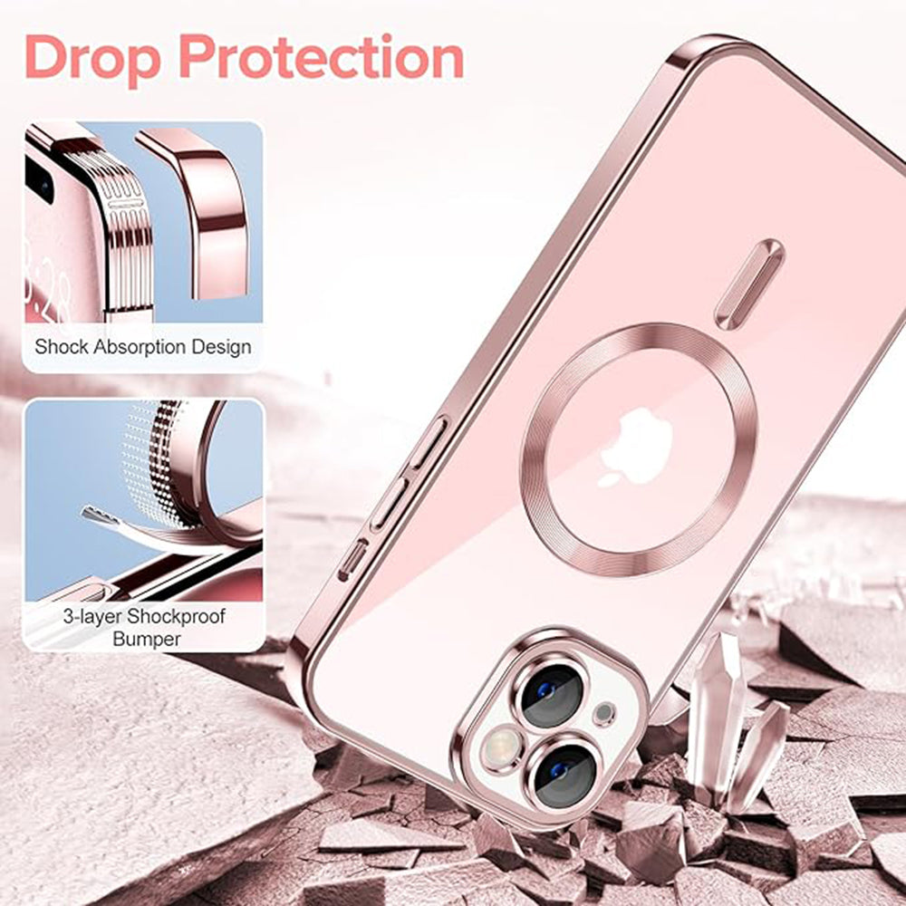 MagSafe futrola za Apple iPhone 15, Techsuit, Luxury Crystal, Roza