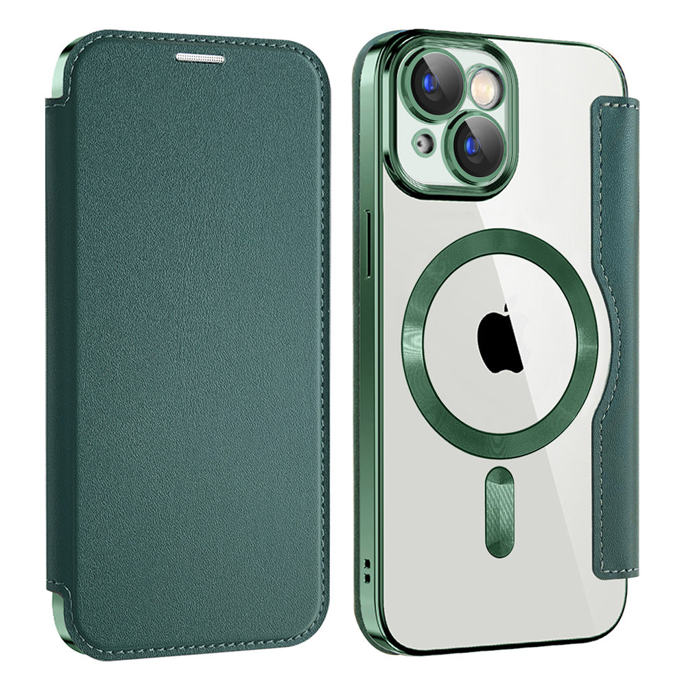 MagSafe futrola za Apple iPhone 15, Techsuit, SmartMag Book, Zelena