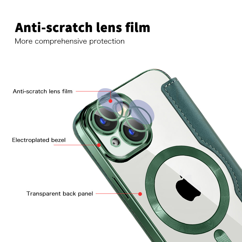 MagSafe futrola za Apple iPhone 15, Techsuit, SmartMag Book, Zelena