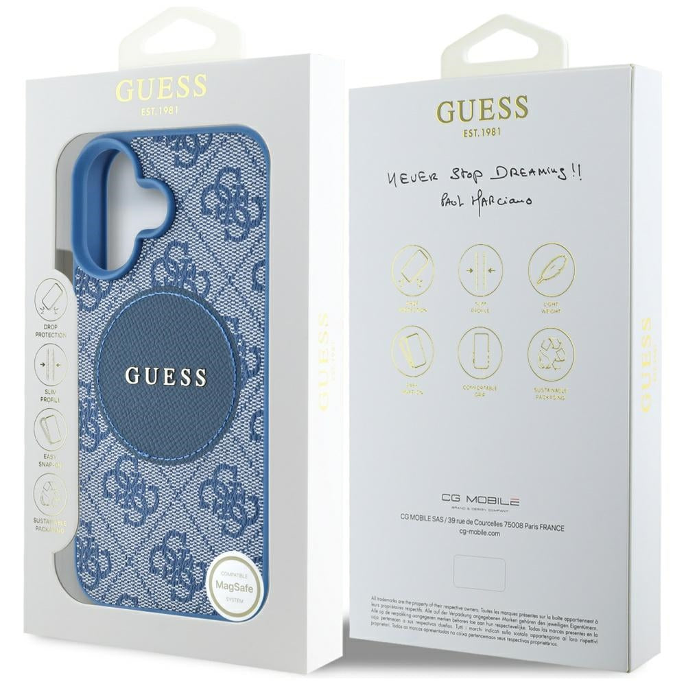 MagSafe futrola za Apple iPhone 16, Guess, 4G Circle Classic Logo, Plava